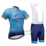 2018 Fietskleding Astana Donker Blauw Korte Mouwen en Koersbroek