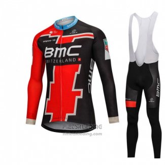 2018 Fietskleding BMC Zwart en Rood Lange Mouwen en Koersbroek