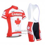 2018 Fietskleding Canada Oranje en Wit Korte Mouwen en Koersbroek