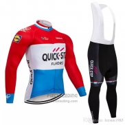 2018 Fietskleding Quick Step Floors Rood Wit Blauw Lange Mouwen en Koersbroek