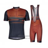 2021 Fietskleding Scott Donker Blauw Oranje Korte Mouwen en Koersbroek