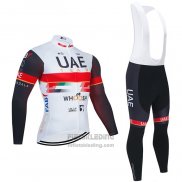 2021 Fietskleding UAE Wit Lange Mouwen en Koersbroek