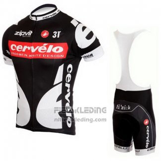 2010 Fietskleding Castelli Cervelo Wit en Zwart Korte Mouwen en Koersbroek