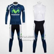 2012 Fietskleding Movistar Blauw Lange Mouwen en Koersbroek