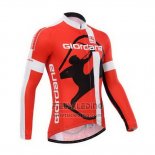 2014 Fietskleding Giordana Rood en Wit Lange Mouwen en Koersbroek