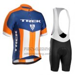 2016 Fietskleding Trek Bontrager Blauw en Oranje Korte Mouwen en Koersbroek