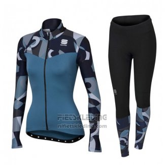 2017 Fietskleding Vrouw Sportful Primavera Blauw Lange Mouwen en Koersbroek