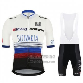 2019 Fietskleding Slowakeis Wit Blauw Zwart Korte Mouwen en Koersbroek