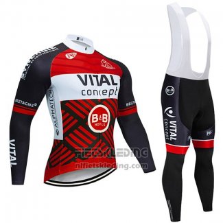 2019 Fietskleding Vital Concept Rood Wit Zwart Lange Mouwen en Koersbroek