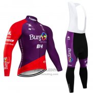 2020 Fietskleding Burgos BH Violet Rood Lange Mouwen en Koersbroek