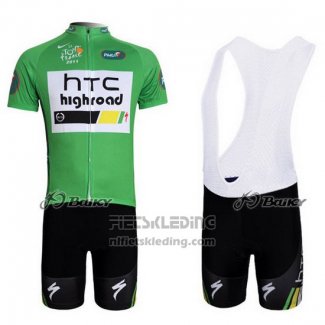 2011 Fietskleding HTC Highroad Groen en Wit Korte Mouwen en Koersbroek