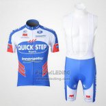 2011 Fietskleding Quick Step Floor Wit en Azuur Korte Mouwen en Koersbroek