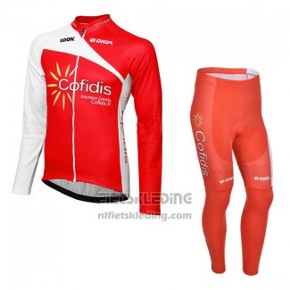 2013 Fietskleding Cofidis Rood Lange Mouwen en Koersbroek