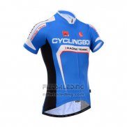 2014 Fietskleding Fox Cyclingbox Blauw en Wit Korte Mouwen en Koersbroek