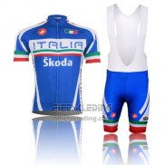 2014 Fietskleding Italie Blauw en Rood Korte Mouwen en Koersbroek