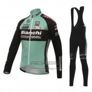 2016 Fietskleding Bianchi Mtb Zwart en Groen Lange Mouwen en Koersbroek