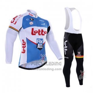 2016 Fietskleding Lotto Fix All Wit en Blauw Lange Mouwen en Koersbroek