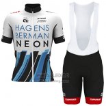 2017 Fietskleding Axeon Hagens Berman Wit en Zwart Korte Mouwen en Koersbroek