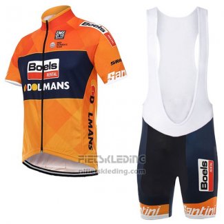 2017 Fietskleding Boels Dolmans Oranje Korte Mouwen en Koersbroek