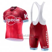 2017 Fietskleding Katusha Alpecin Rood Korte Mouwen en Koersbroek