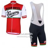 2017 Fietskleding La Casera Vintage Rood Korte Mouwen en Koersbroek