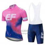 2019 Fietskleding EF Education First Roze Blauw Korte Mouwen en Koersbroek