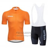 2019 Fietskleding STRAVA Oranje Wit Korte Mouwen en Koersbroek