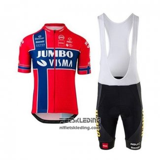 2020 Fietskleding Jumbo Visma Rood Blauw Korte Mouwen en Koersbroek