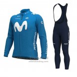 2020 Fietskleding Movistar Blauw Lange Mouwen en Koersbroek