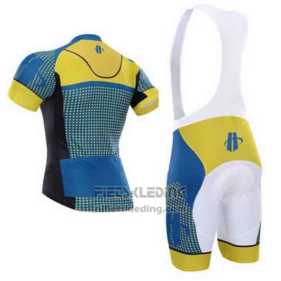 2015 Fietskleding Hincapie Blauw en Geel Korte Mouwen en Koersbroek