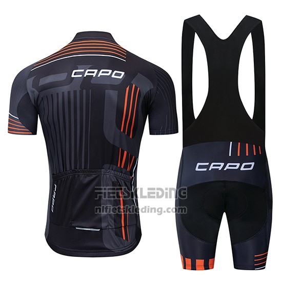 2018 Fietskleding Capo Zwart Grijs Oranje Korte Mouwen en Koersbroek
