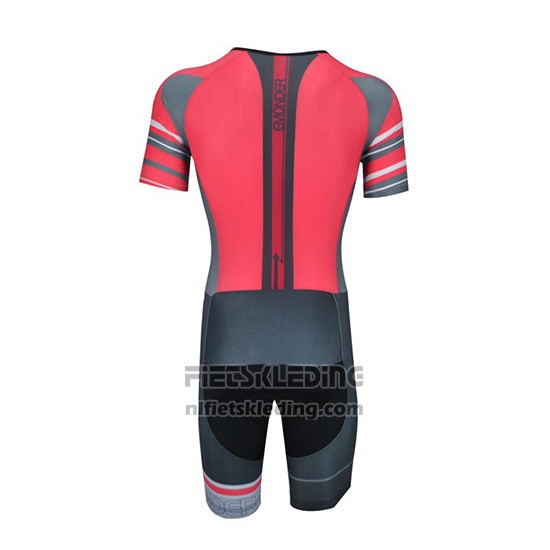 2019 Fietskleding Emonder-triathlon Zwart Grijs Rood Korte Mouwen en Koersbroek