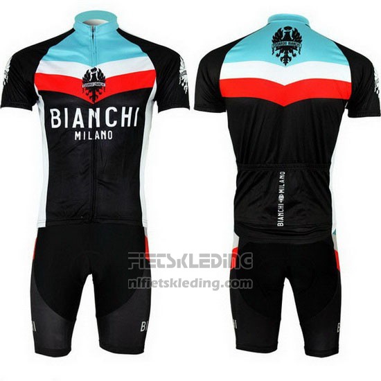 2013 Fietskleding Bianchi Zwart en Lichtblauw Korte Mouwen en Koersbroek