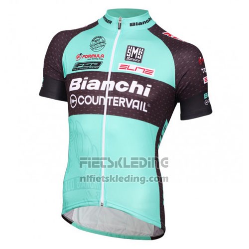 2016 Fietskleding Bianchi Mtb Lichtblauw en Zwart Korte Mouwen en Koersbroek
