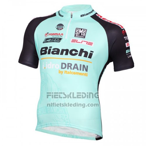 2016 Fietskleding Bianchi Mtb Zwart en Lichtblauw Korte Mouwen en Koersbroek