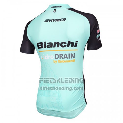 2016 Fietskleding Bianchi Mtb Zwart en Lichtblauw Korte Mouwen en Koersbroek