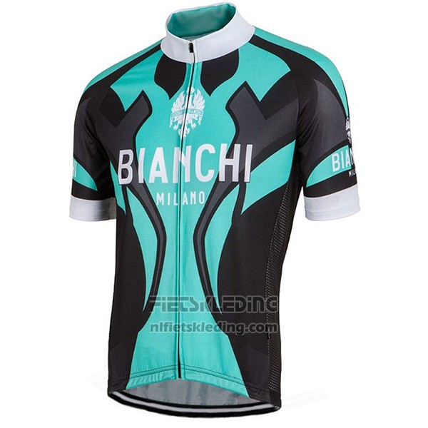 2016 Fietskleding Bianchi Zwart en Azuur Korte Mouwen en Koersbroek
