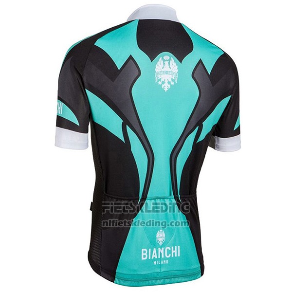 2016 Fietskleding Bianchi Zwart en Azuur Korte Mouwen en Koersbroek