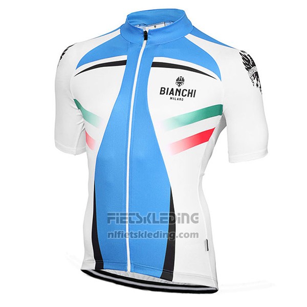 2017 Fietskleding Bianchi Milano Azuur en Wit Korte Mouwen en Koersbroek