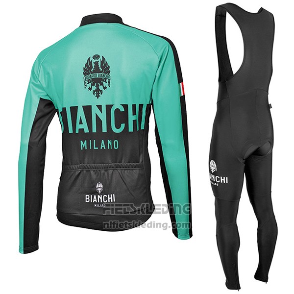 2017 Fietskleding Bianchi Milano Ml Groen en Zwart Lange Mouwen en Koersbroek