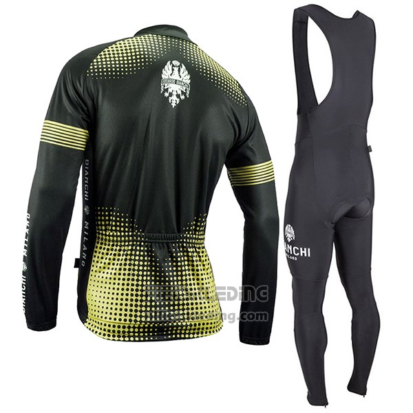 2017 Fietskleding Bianchi Milano Ml Zwart en Geel Lange Mouwen en Koersbroek