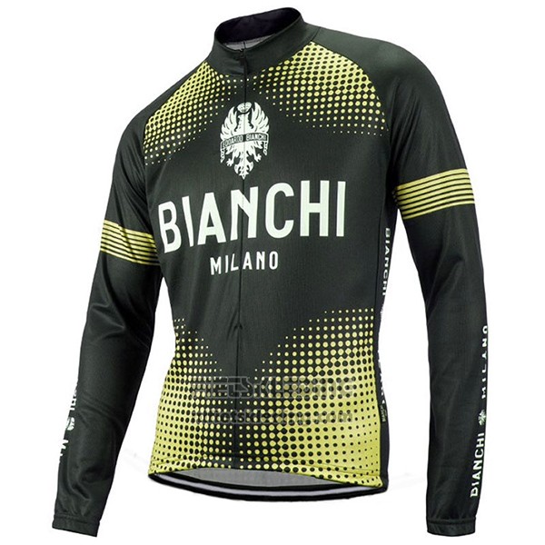 2017 Fietskleding Bianchi Milano Ml Zwart en Geel Lange Mouwen en Koersbroek