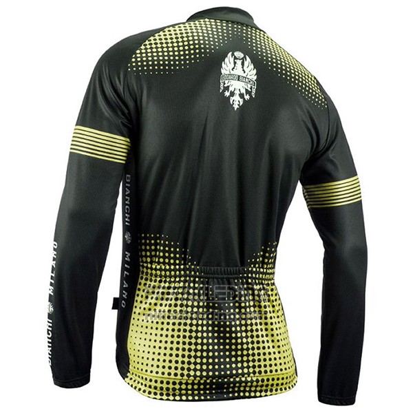 2017 Fietskleding Bianchi Milano Ml Zwart en Geel Lange Mouwen en Koersbroek