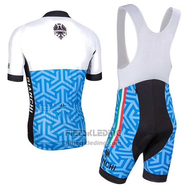 2017 Fietskleding Bianchi Milano Pontesei Blauw Korte Mouwen en Koersbroek