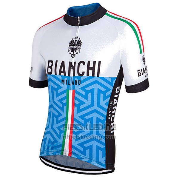 2017 Fietskleding Bianchi Milano Pontesei Blauw Korte Mouwen en Koersbroek
