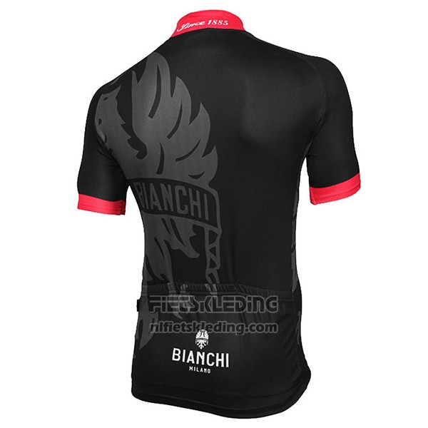 2017 Fietskleding Bianchi Milano Zwart Rood Korte Mouwen en Koersbroek