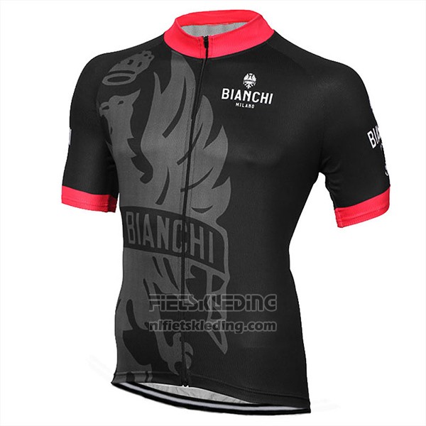 2017 Fietskleding Bianchi Milano Zwart Rood Korte Mouwen en Koersbroek