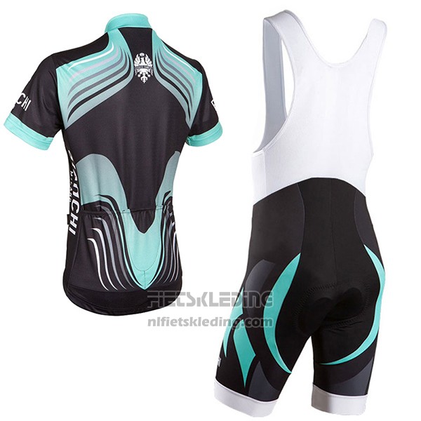 2017 Fietskleding Bianchi Milano Zwart en Groen Korte Mouwen en Koersbroek