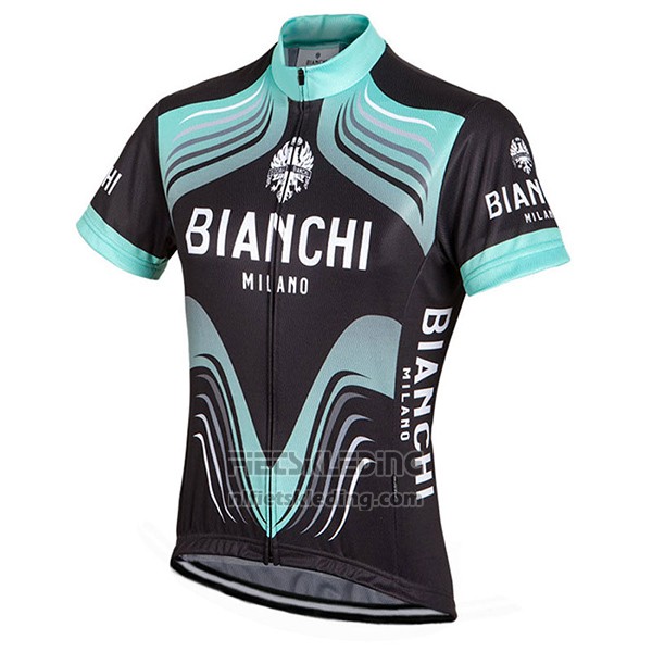 2017 Fietskleding Bianchi Milano Zwart en Groen Korte Mouwen en Koersbroek
