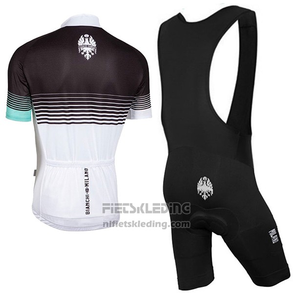 2017 Fietskleding Bianchi Milano Zwart en Wit Korte Mouwen en Koersbroek